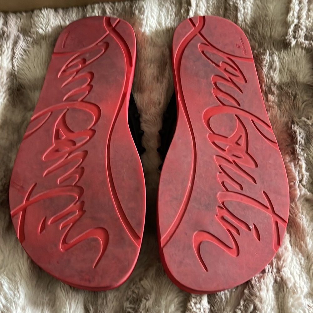 Christian Louboutin Red and Black Sandals - Picture 4 of 5